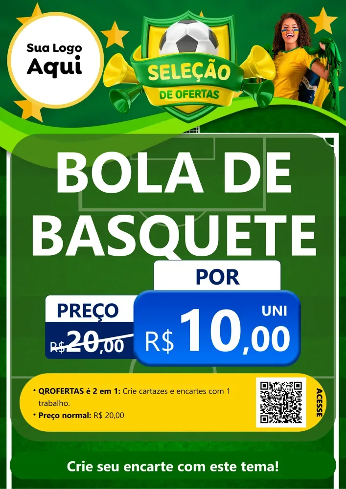 Modelo de Cartaz para Cartaz A4 Vertical com o tema Seleção de Ofertas - Copa para Artigos Esportivos