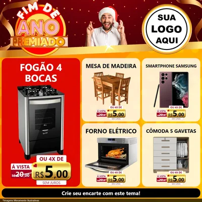 Modelo de Rede Social para Feed Facebook com o tema Fim de Ano Premiado para Móveis e Eletro