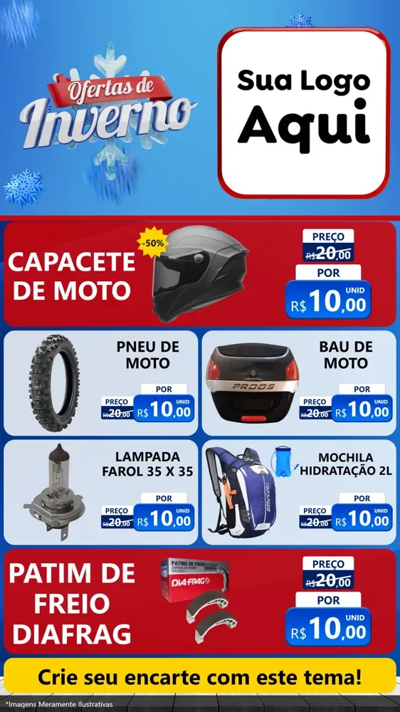 Modelo de TV para TV Vertical com o tema Ofertas de Inverno para Moto peças