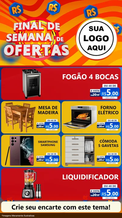 Modelo de TV para TV Vertical com o tema Final de Semana de Ofertas para Móveis e Eletro