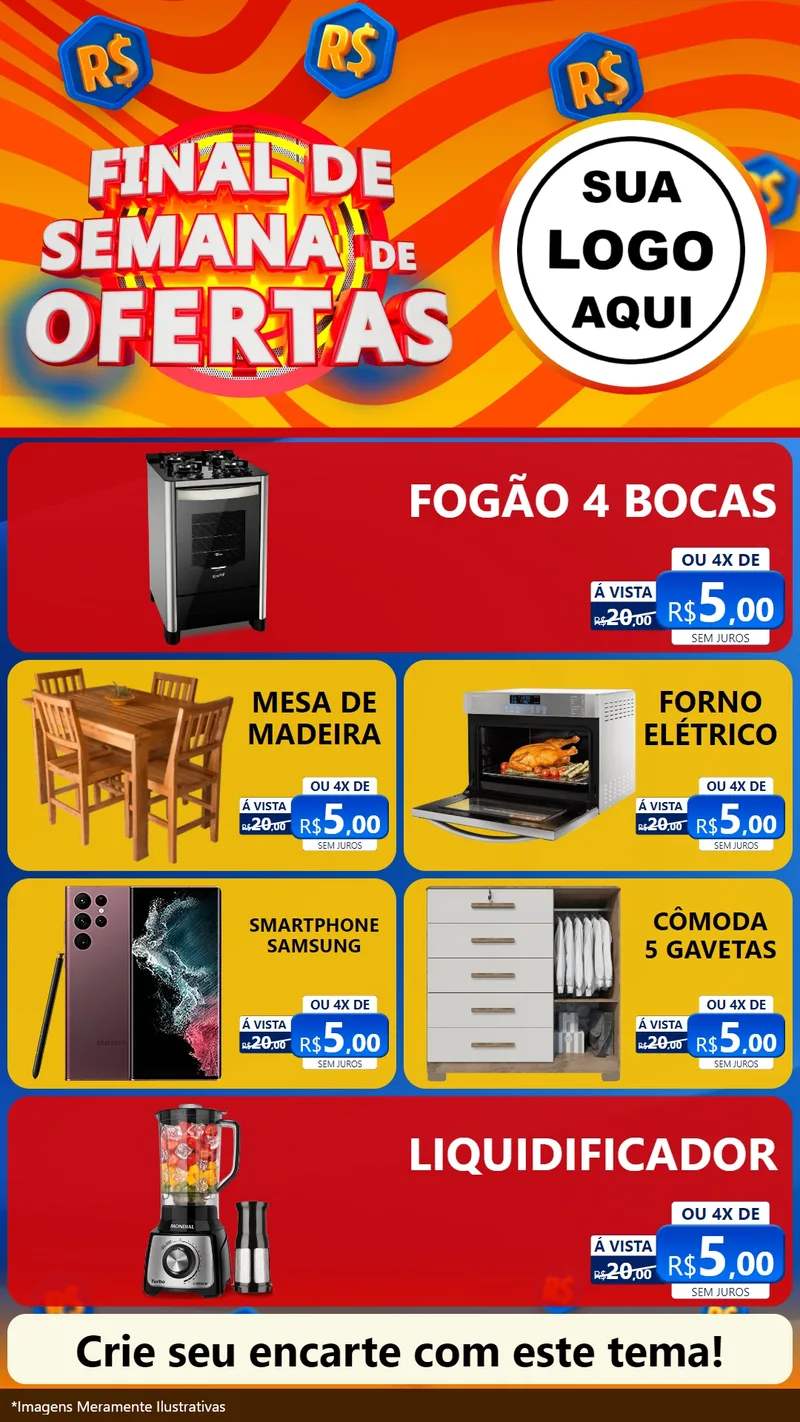 Modelo de TV para TV Vertical com o tema Final de Semana de Ofertas para Móveis e Eletro