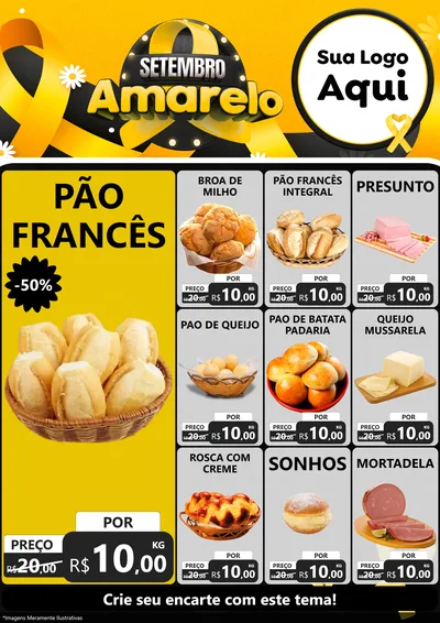 Modelo de Encarte para Encarte A4 Vertical com o tema Setembro Amarelo para Padaria