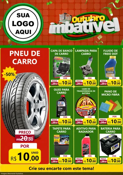 Modelo de Encarte para Encarte A4 Vertical com o tema Outubro Imbatível para Auto peças