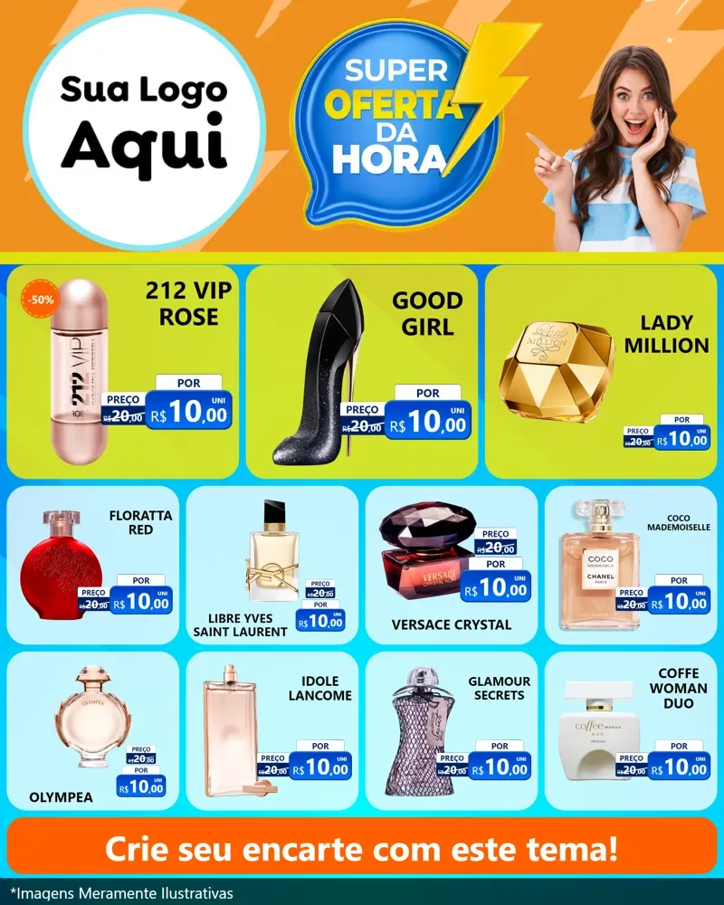 Modelo de Rede Social para Feed Instagram com o tema Super Oferta da Hora para Perfumes