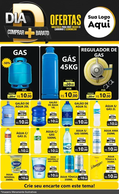 Modelo de Encarte para Encarte Grande com o tema Dia D Mais Economia para Água e gás
