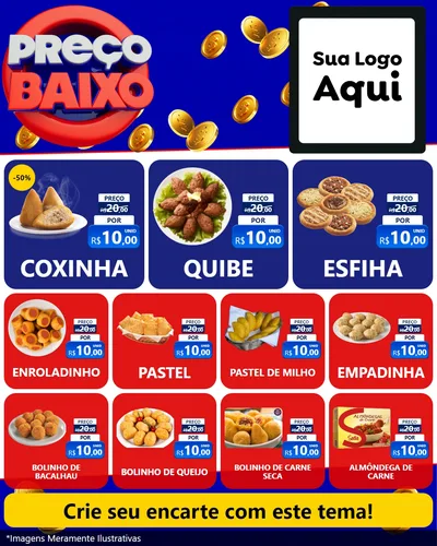 Modelo de Rede Social para Feed Instagram com o tema Preço Baixo para Salgadaria