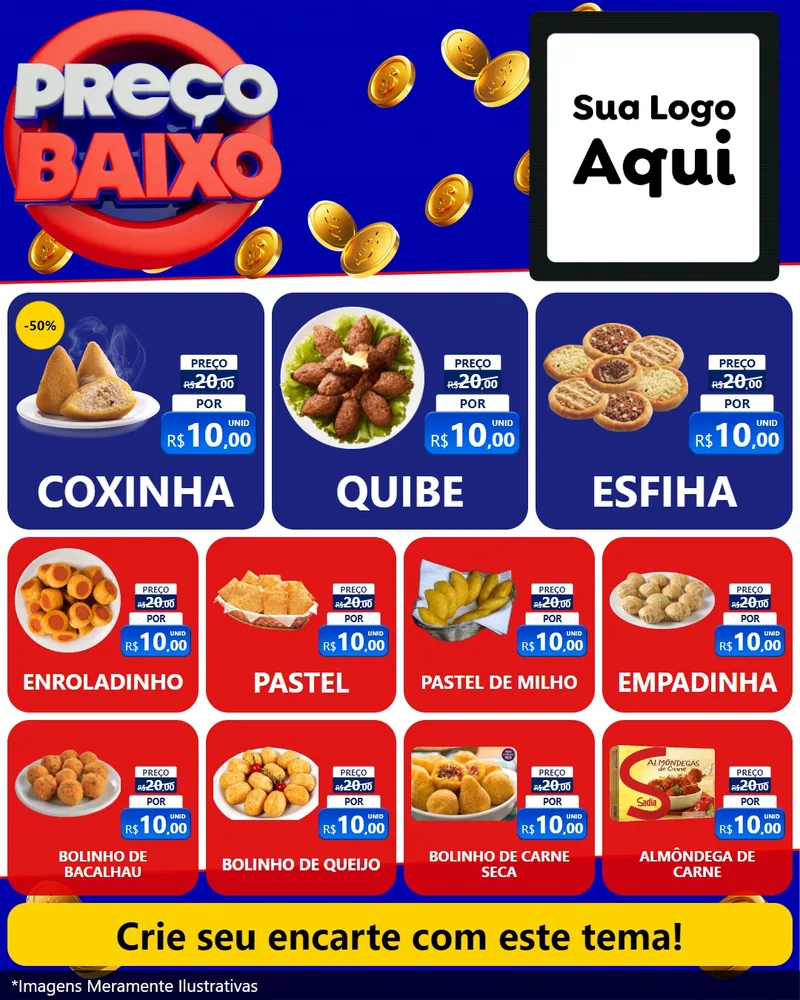 Modelo de Rede Social para Feed Instagram com o tema Preço Baixo para Salgadaria