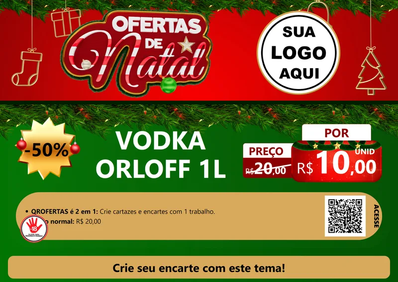 Modelo de Cartaz para Cartaz A4 Horizontal com o tema Ofertas de Natal para Distribuidora de bebidas