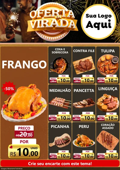 Modelo de Encarte para Encarte A4 Vertical com o tema Oferta da Virada para Assados