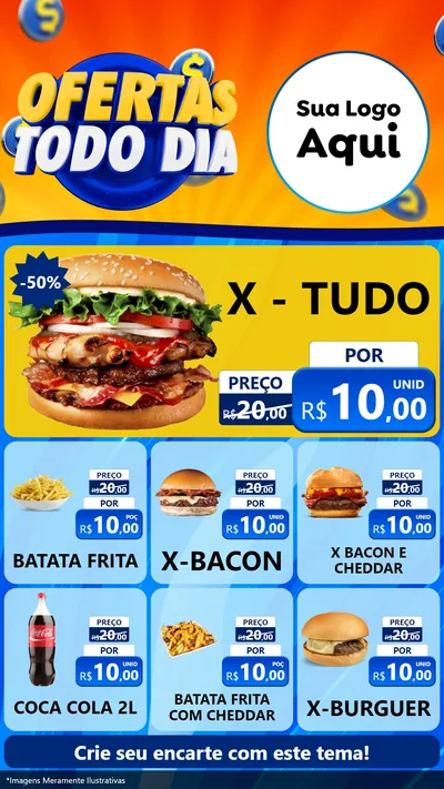 Modelo de Rede Social para Stories com o tema Ofertas Todo Dia para Hamburgueria