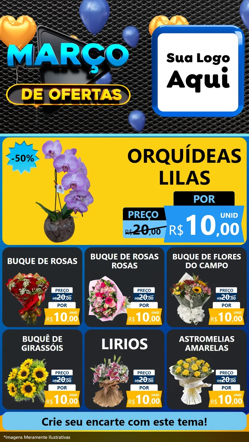 Modelo de Rede Social para Stories com o tema Março de Ofertas para Floricultura e jardim