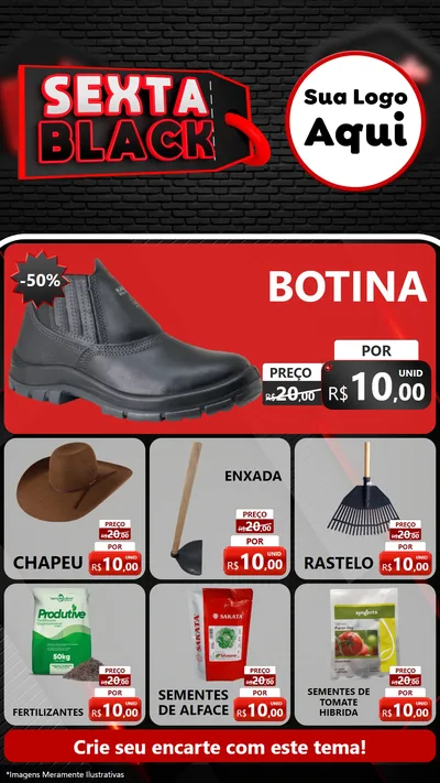 Modelo de Rede Social para Stories com o tema Sexta Black para Agropecuária