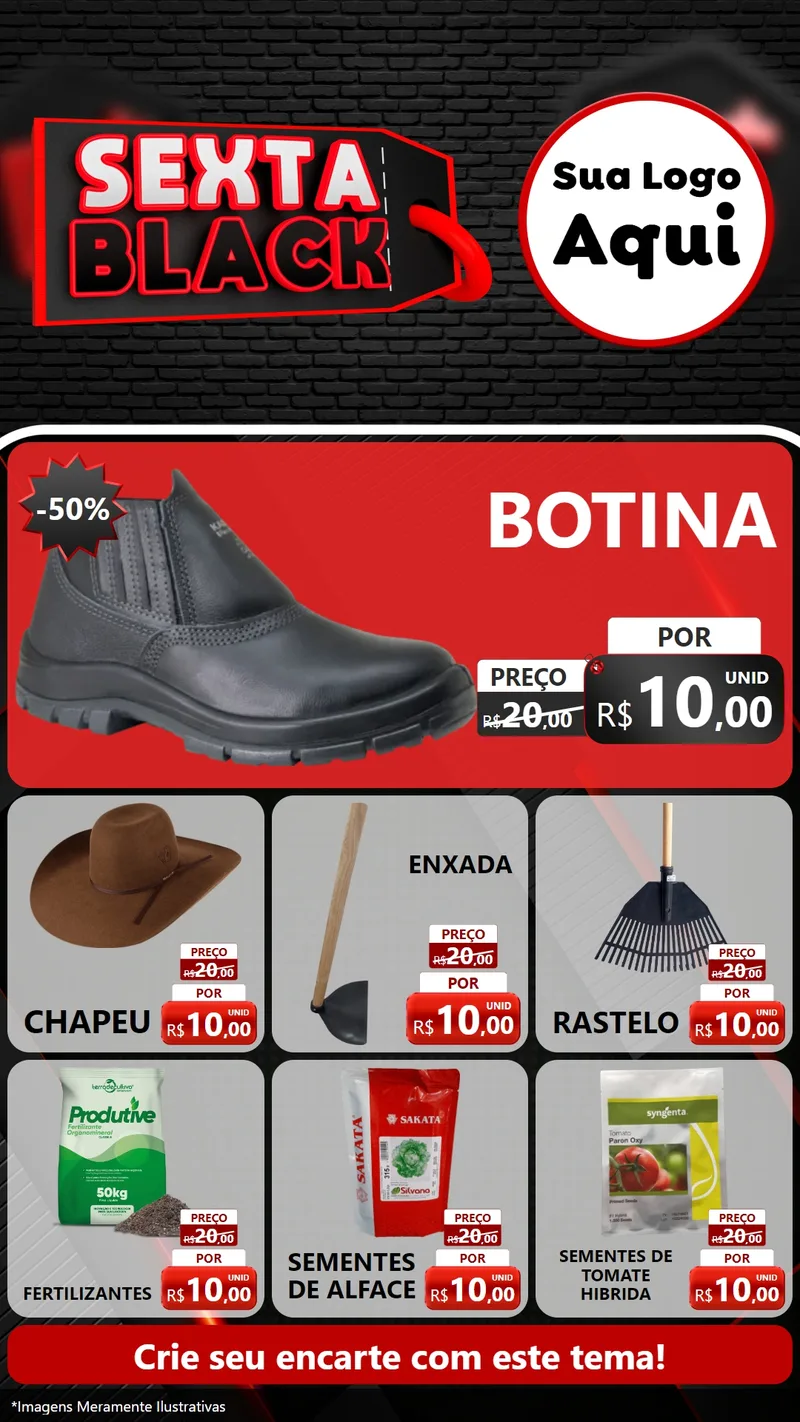 Modelo de Rede Social para Stories com o tema Sexta Black para Agropecuária