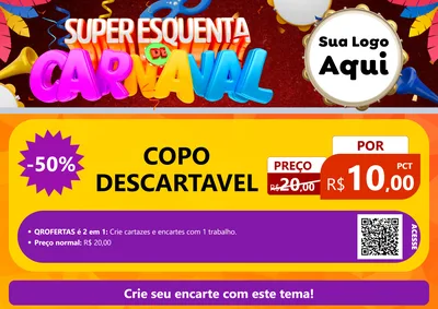 Modelo de Cartaz para Cartaz A4 Horizontal com o tema Super Esquenta de Carnaval para Embalagens