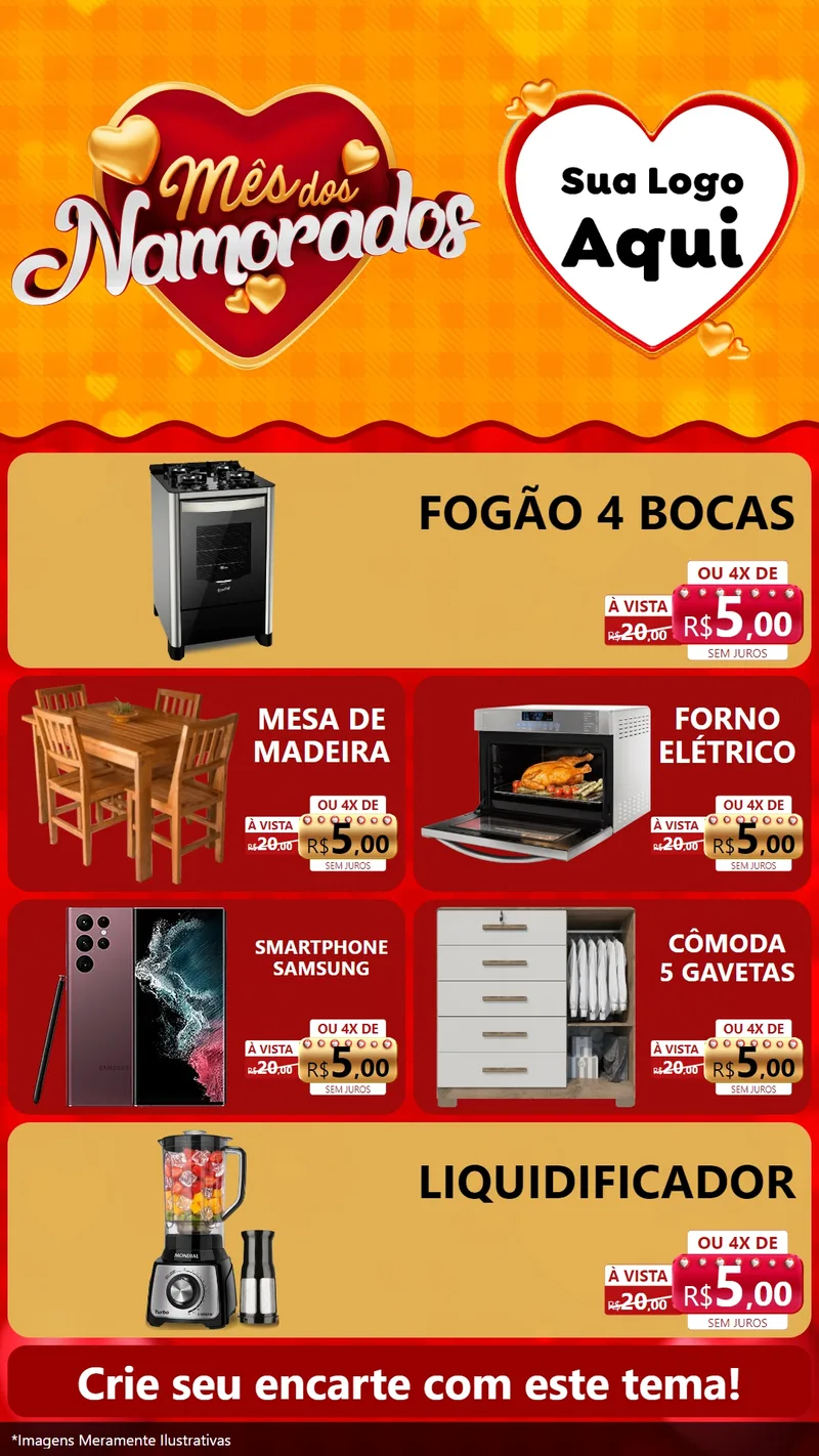 Modelo de TV para TV Vertical com o tema Mês dos Namorados para Móveis e Eletro