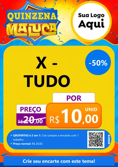 Modelo de Cartaz para Cartaz A4 Vertical com o tema Quinzena Maluca para Hamburgueria