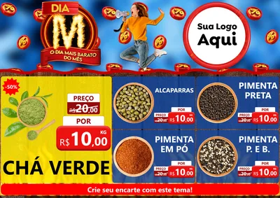 Modelo de Encarte para Encarte A4 Horizontal com o tema Dia M - O Dia Mais Barato Do Mês para Produtos Naturais