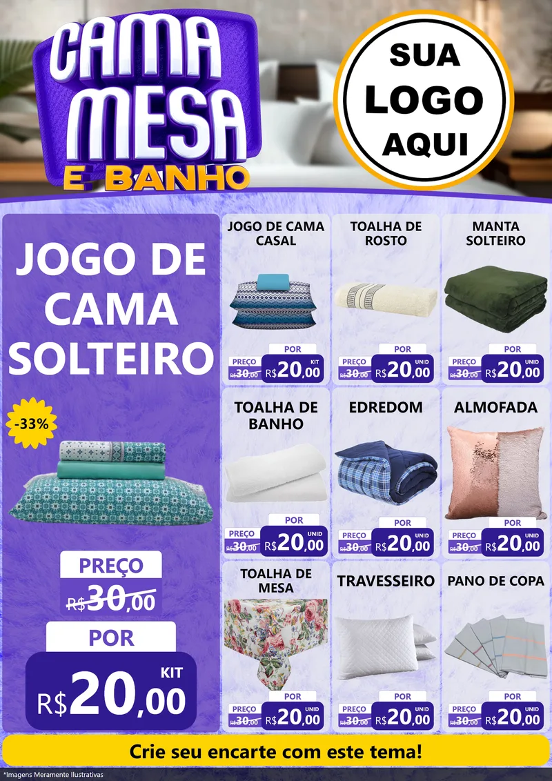 Modelo de Encarte para Encarte A4 Vertical com o tema Cama , Mesa e Banho para Cama, Mesa e Banho