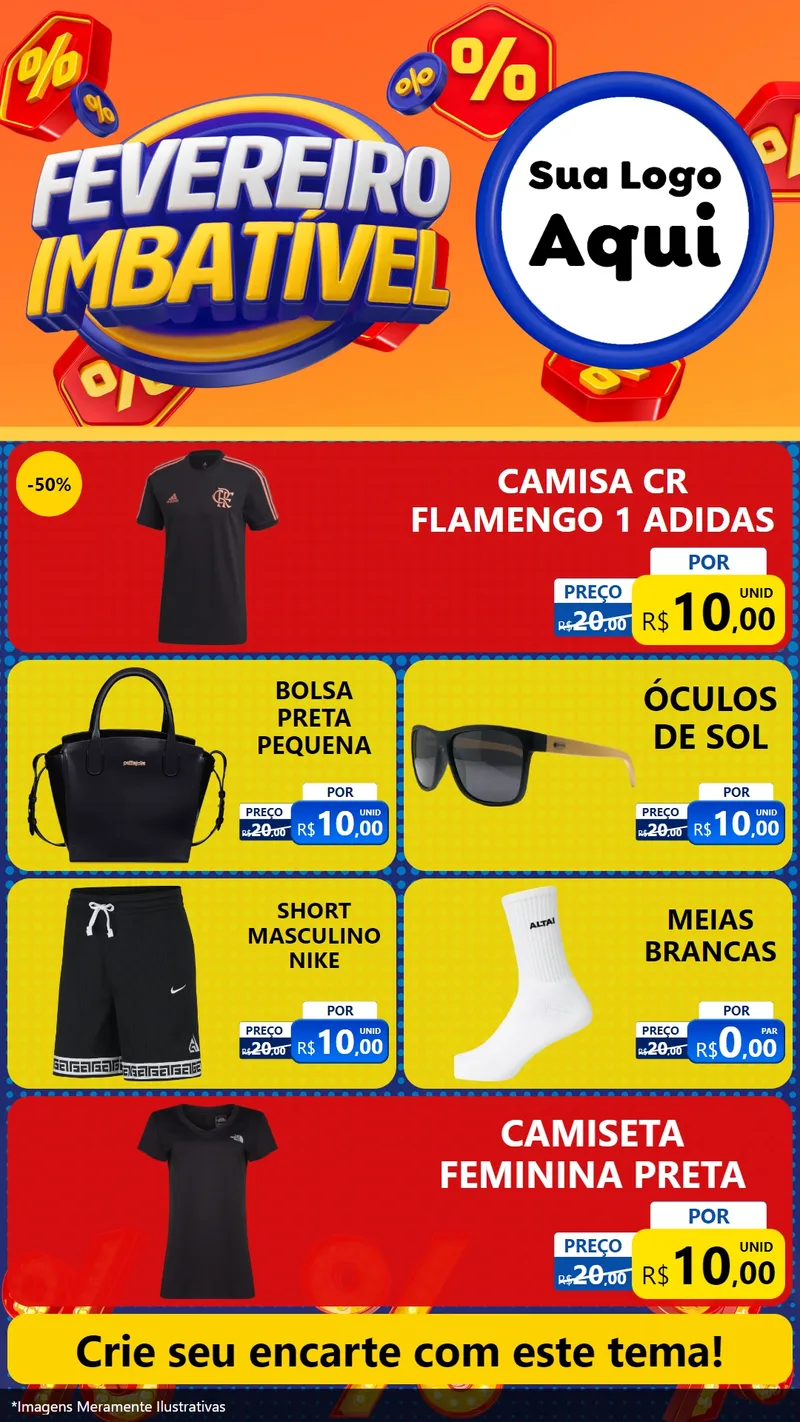 Modelo de TV para TV Vertical com o tema Fevereiro Imbatível para Roupas e acessórios