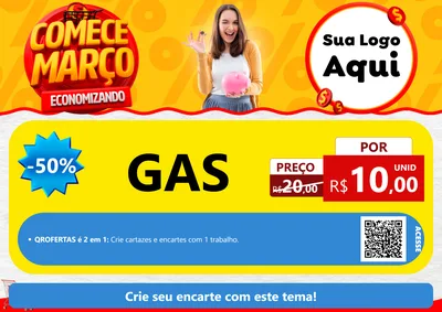 Modelo de Cartaz para Cartaz A4 Horizontal com o tema Comece Março Economizando para Água e gás