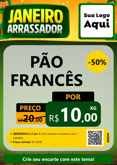 Modelo de Cartaz para Cartaz A4 Vertical com o tema Janeiro Arrasador para Padaria