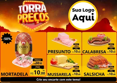 Modelo de Encarte para Encarte A4 Horizontal com o tema Torra Preços para Frios e Laticínios