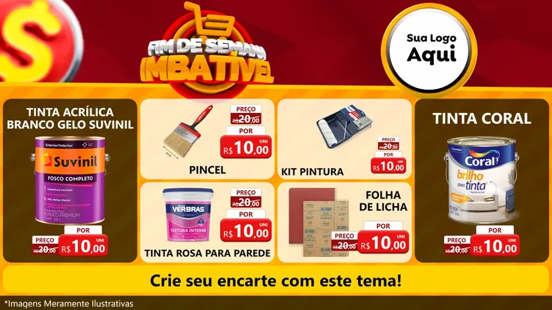 Modelo de TV para TV Horizontal com o tema Fim de Semana Imbatível para Tintas e Ferramentas