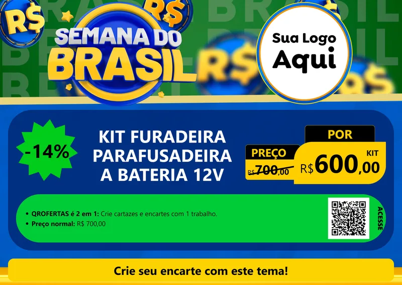 Modelo de Cartaz para Cartaz A4 Horizontal com o tema Semana Do Brasil para Maquinas e Ferramentas
