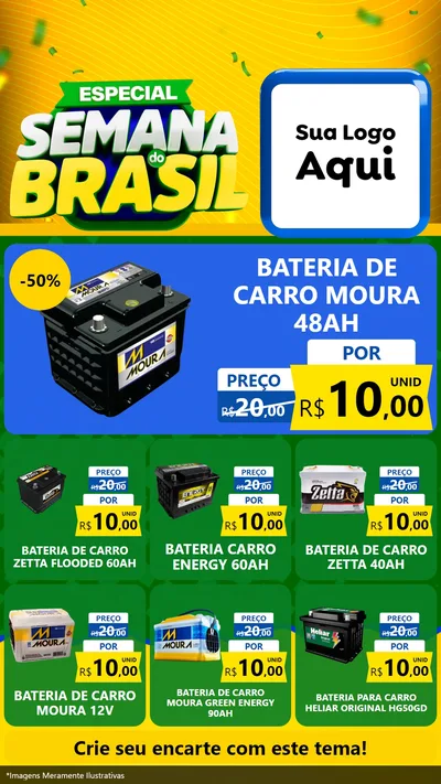 Modelo de Rede Social para Stories com o tema Especial Semana do Brasil para Baterias Elétricas