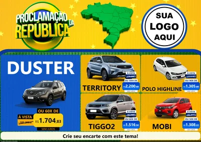 Modelo de Encarte para Encarte A4 Horizontal com o tema Proclamação da República para Concessionaria de Carros