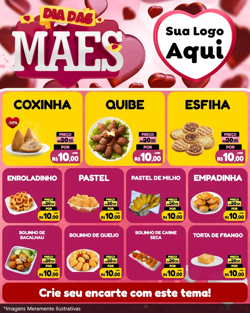 Modelo de Rede Social para Feed Instagram com o tema Dia Das Mães para Salgadaria