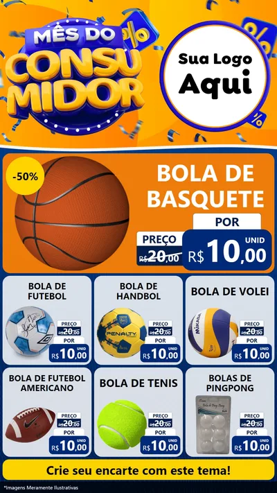 Modelo de Rede Social para Stories com o tema Mês do Consumidor para Artigos Esportivos