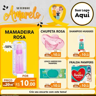 Modelo de Rede Social para Feed Facebook com o tema Setembro Amarelo para Bebês