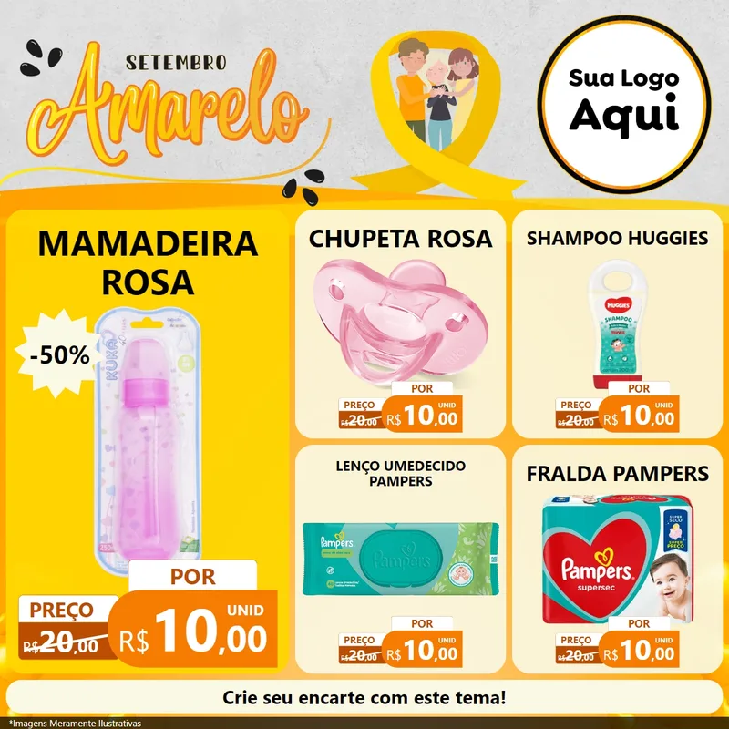 Modelo de Rede Social para Feed Facebook com o tema Setembro Amarelo para Bebês