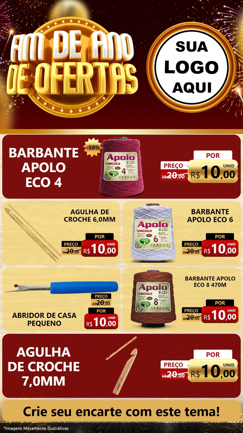 Modelo de TV para TV Vertical com o tema Fim de Ano de Ofertas para Armarinho e Aviamentos