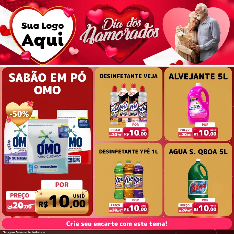 Modelo de Rede Social para Feed Facebook com o tema Dia Dos Namorados para Produtos de Limpeza