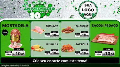 Modelo de TV para TV Horizontal com o tema Promoção de Aniversário - 10 Anos para Frios e Laticínios