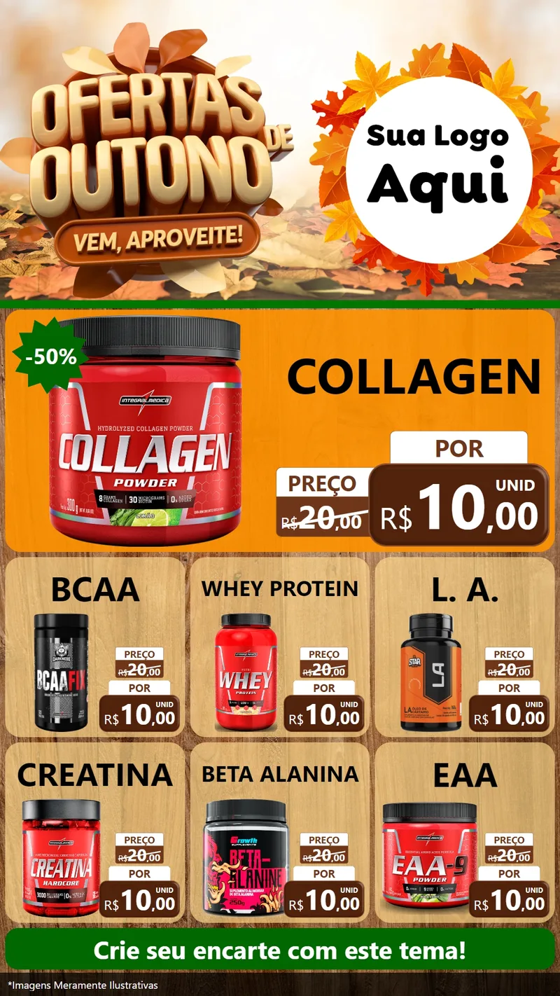 Modelo de Rede Social para Stories com o tema Ofertas de Outono - Vem, Aproveite! para Suplementos alimentares