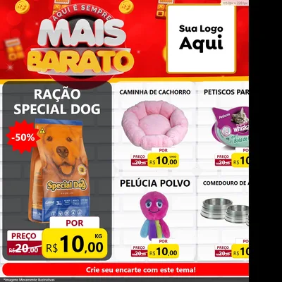 Modelo de Rede Social para Feed Facebook com o tema Mais Barato para Pet Shop
