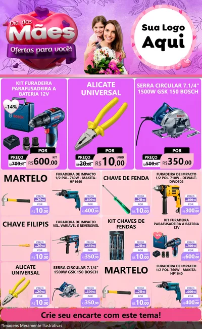 Modelo de Encarte para Encarte Grande com o tema Dia das Mães Ofertas para Você! para Maquinas e Ferramentas