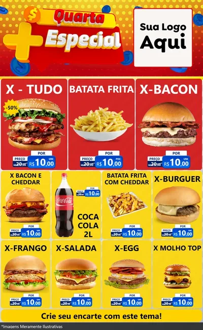 Modelo de Encarte para Encarte Grande com o tema Quarta Mais Especial para Hamburgueria