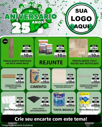 Modelo de Rede Social para Feed Instagram com o tema Promoção de Aniversário - 25 Anos para Pisos e revestimentos