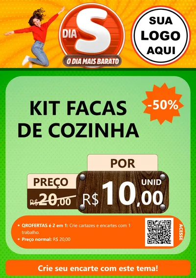 Modelo de Cartaz para Cartaz A4 Vertical com o tema Dia S - O Dia Mais Barato para Utilidades Domésticas