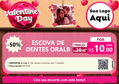 Modelo de Cartaz para Cartaz A4 Horizontal com o tema Valentine's Day para Higiene Pessoal