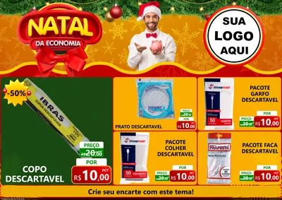 Modelo de Encarte para Encarte A4 Horizontal com o tema Natal da Economia para Embalagens