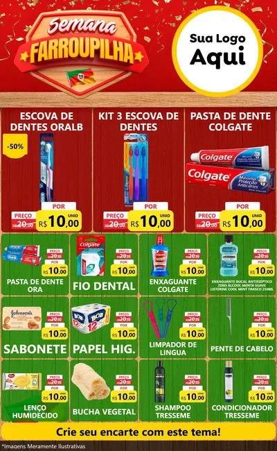 Modelo de Encarte para Encarte Grande com o tema Semana Farroupilha para Higiene Pessoal
