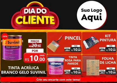 Modelo de Encarte para Encarte A4 Horizontal com o tema Dia do Cliente para Tintas e Ferramentas