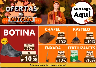 Modelo de Encarte para Encarte A4 Horizontal com o tema Ofertas de Outono para Agropecuária