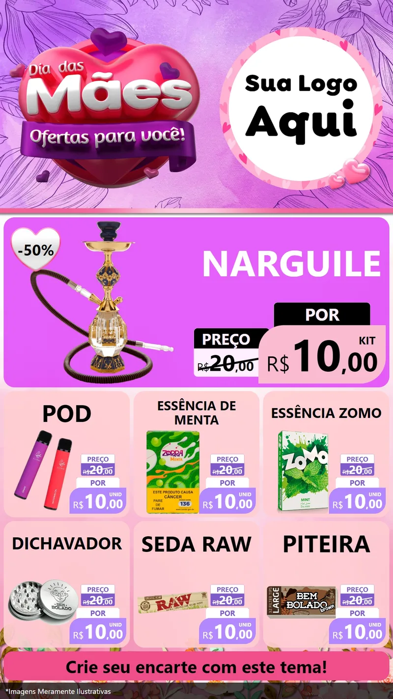 Modelo de Rede Social para Stories com o tema Dia das Mães Ofertas para Você! para Tabacaria