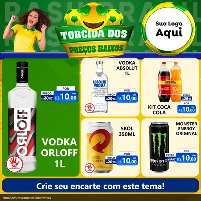 Modelo de Rede Social para Feed Facebook com o tema Torcida dos Preços Baixos - Copa para Distribuidora de bebidas